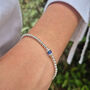 Sterling Silver Single Sapphire September Bead Birthstone Stretch Bracelet Gift, thumbnail 3 of 5