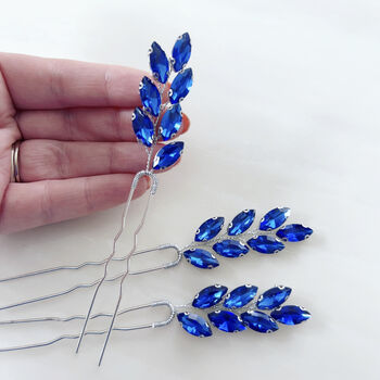 Royal Blue Crystal Hair Pins, 4 of 4