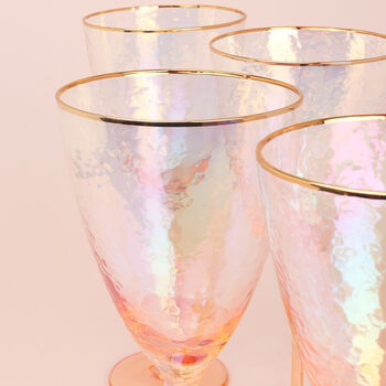 G Decor Set Of Four Lustre Hammered Wine Glasses, 6 of 7