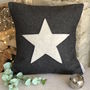 Dark Grey Handmade Wool Cushion With Star, thumbnail 3 of 4