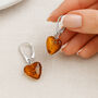Sterling Silver Baltic Amber Heart Drop Leverback Earrings – 13mm, thumbnail 2 of 6