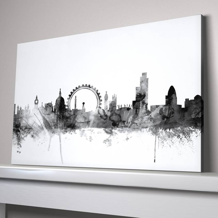 london skyline cityscape black and white by artpause