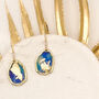 Blue Ink And Gold Foil Dainty Drop Earrings, thumbnail 1 of 8