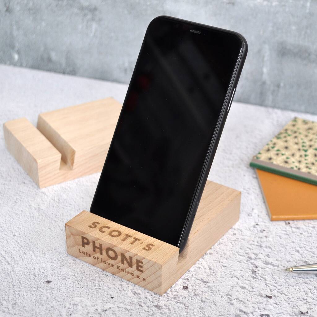 Personalised Wooden Phone Stand, 1 of 5