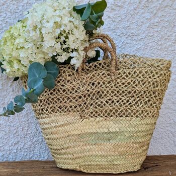 Lattice Detail Handmade Moroccan Straw Basket, 3 of 4