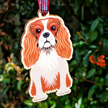 King Charles Spaniel Hanging Wooden Christmas Decoration, 2 of 7