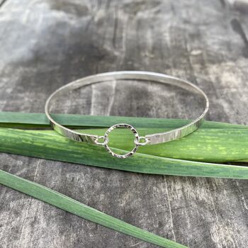 Single Hammered Bangle With Silver Circle, 4 of 7