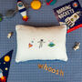 Children's Space Embroidered Oblong Nursery Cushion, thumbnail 2 of 5