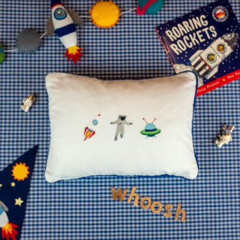 Children's Space Embroidered Oblong Nursery Cushion, 2 of 5