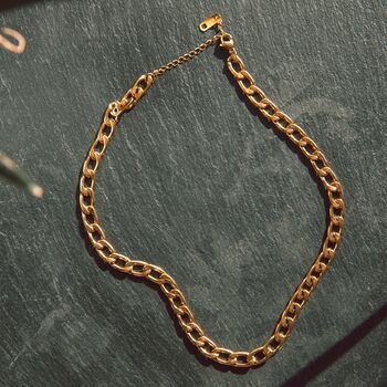 Gold Curb Chain Necklace 18 K Gold Plated, 3 of 9