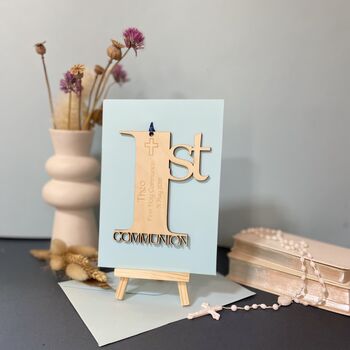 Personalised Wooden First Holy Communion Card Engraved Baptism Gift, 11 of 12