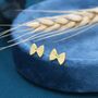 Farfalle Pasta Ribbon Bow Stud Earrings Sterling Silver, thumbnail 3 of 11