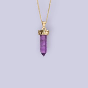 Genuine Amethyst Point Necklace In 18ct Gold Plate, 12 of 12
