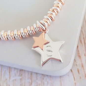Silver And Rose Gold Sweetie Slider Star Bracelet, 2 of 9