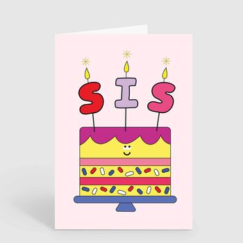 Sis Sister Birthday Candle Cake Birthday Card, 2 of 2