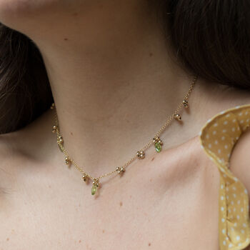 14k Gold Filled Choker With Beads And Peridots, 2 of 6