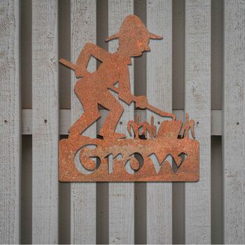 Grow Sign, Garden Sign, Rusted Metal Garden Decor, 10 of 10