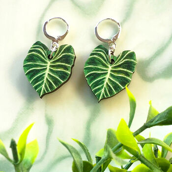 Heart Leaf Philodendron Plant Earrings, 5 of 12
