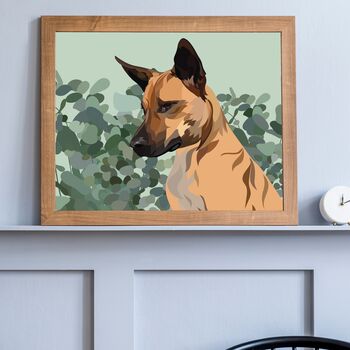 Pet Portrait In Nature Leaves Custom Dad Gift, 3 of 8