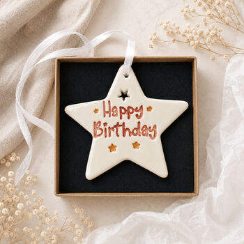 Ceramic Star Hanging Decoration – 'Happy Birthday' Gift, 5 of 8