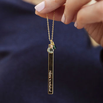 Long Length Family Birthstone Bar Charm Necklace, 4 of 10