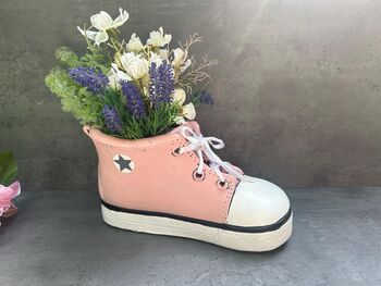 32cm Pink Trainer Shoe Planter – Decorative Flower Pot Plaster Stone, 2 of 7