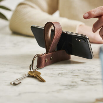 Personalised Leather Phone Stand Keyring, 12 of 12