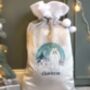 Personalised The Snowman And The Snowdog Pom Pom Sack, thumbnail 3 of 4