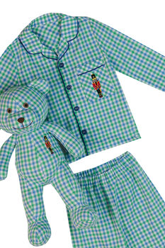 Eric Kids Check Pyjama Set With Matching Teddy Bear, 3 of 7