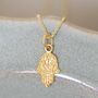 Gold Plated Sterling Silver Fatima Hand Necklace, thumbnail 1 of 6
