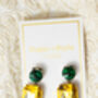 Yellow Circle Oblong Jewel Dangle Earrings, thumbnail 3 of 5