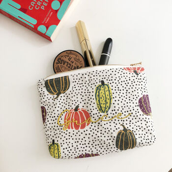 Personalised Pumpkin Print Make Up Pouch Bag, 2 of 5