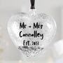 Personalised Newlywed Silver Heart Christmas Bauble, thumbnail 1 of 8
