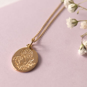 Marigold Sterling Silver And Gold Engraved Pendant, 4 of 12