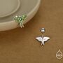 Lunar Moth Enamel Screw Back Earrings In Sterling Silver, thumbnail 5 of 12
