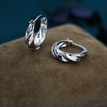 Sterling Silver Croissant Hoop Earrings, 6 of 12