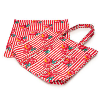 Serendipity Cotton Quilted Tote Bag Pink Pomegranate, 3 of 4