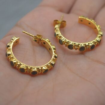 Labradorite Hoop Earrings: Silver Or Gold, 8 of 12