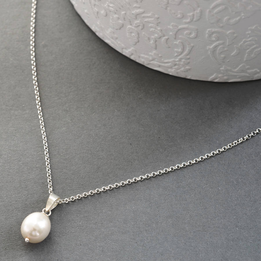 Sterling Silver Pear Shaped Pearl Necklace By Martha Jackson Sterling ...