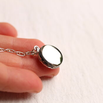 Tiny Personalised Silver Round Locket With Photographs, 9 of 12