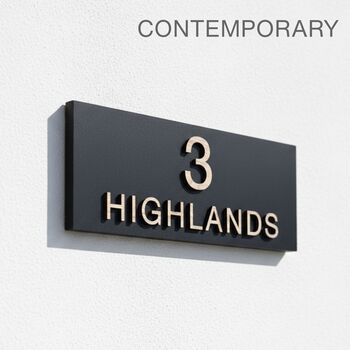 Personalised House Sign With Wood Effect Lettering, 4 of 12