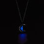 Purple Luna Blue Violet Glowing Pendant Necklace With Uv Keyring Torch, thumbnail 1 of 5