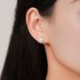 Sterling Silver Vintage Inspired White Opal Flower Cz Stud Earrings, thumbnail 7 of 12
