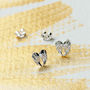 Petite Angel Wing Stud Earrings In Sterling Silver, thumbnail 2 of 9