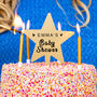 Personalised Name Baby Shower Gold Star Cake Topper, thumbnail 1 of 7
