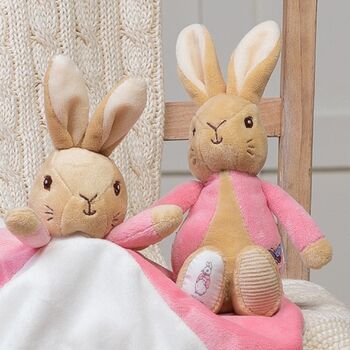 Personalised Flopsy Bunny Comfort Blanket And Rattle, 2 of 5
