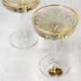 Personalised Gold Rim Champagne Coupe Glasses, thumbnail 1 of 4