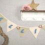 Bunting Vintage Style, Gingham Green Creams Blue, thumbnail 7 of 8