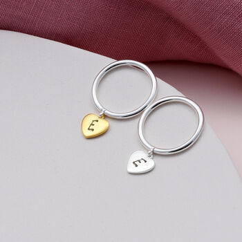 Personalised Sterling Silver Heart Pendant Ring Initial, 3 of 4