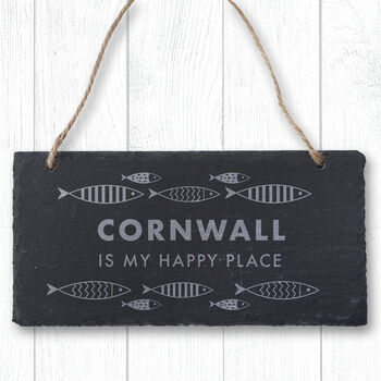 Cornwall Is My Happy Place Illustrated Fish Slate Sign, 5 of 5